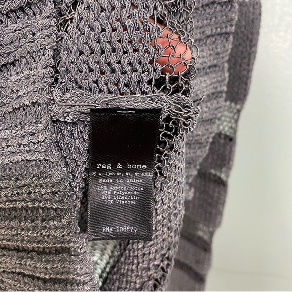 Rag & Bone Striped Sheer Semi Fish Net Pullover Sweater Sz XS Gray - Picture 5 of 6